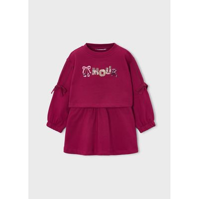 RED FLEECE DRESS WITH EMBROIDERY MOUR / 4917-015