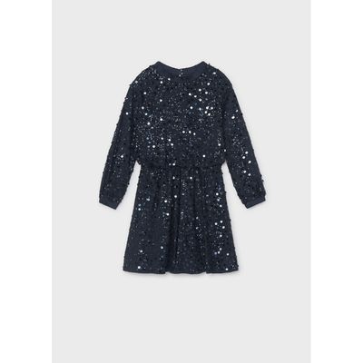NAVY SEQUIN DRESS LONG SLEEVE / 7938-049