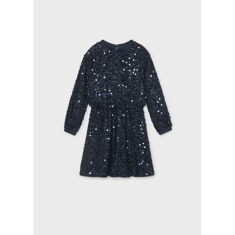 NAVY SEQUIN DRESS LONG SLEEVE / 7938-049