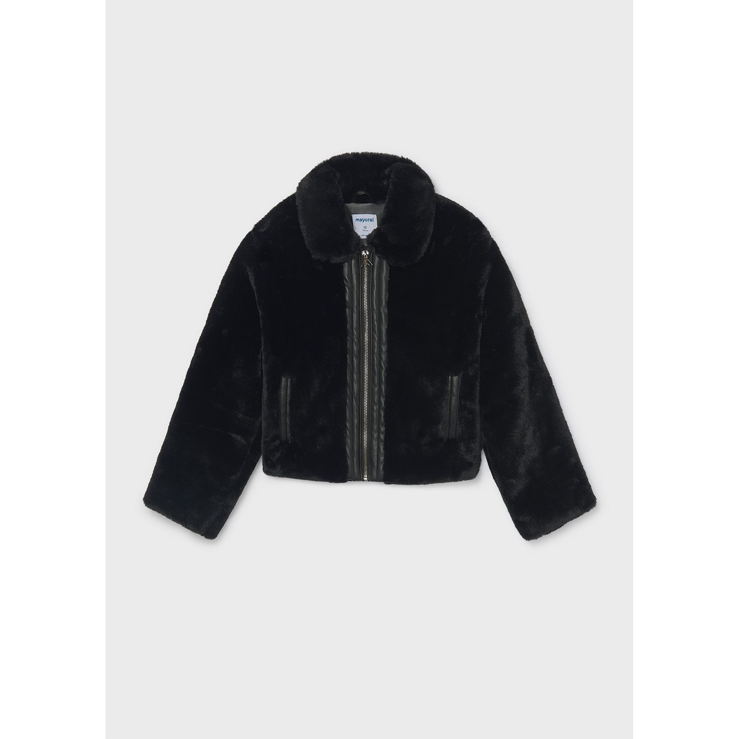 BLACK FUR JACKET ZIP CLOSURE / 7401-041