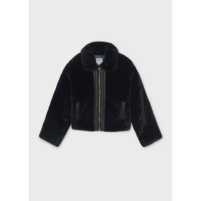BLACK FUR JACKET ZIP CLOSURE / 7401-041