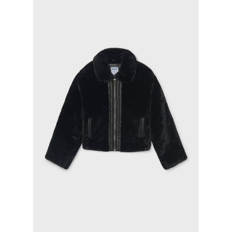 BLACK FUR JACKET ZIP CLOSURE / 7401-041