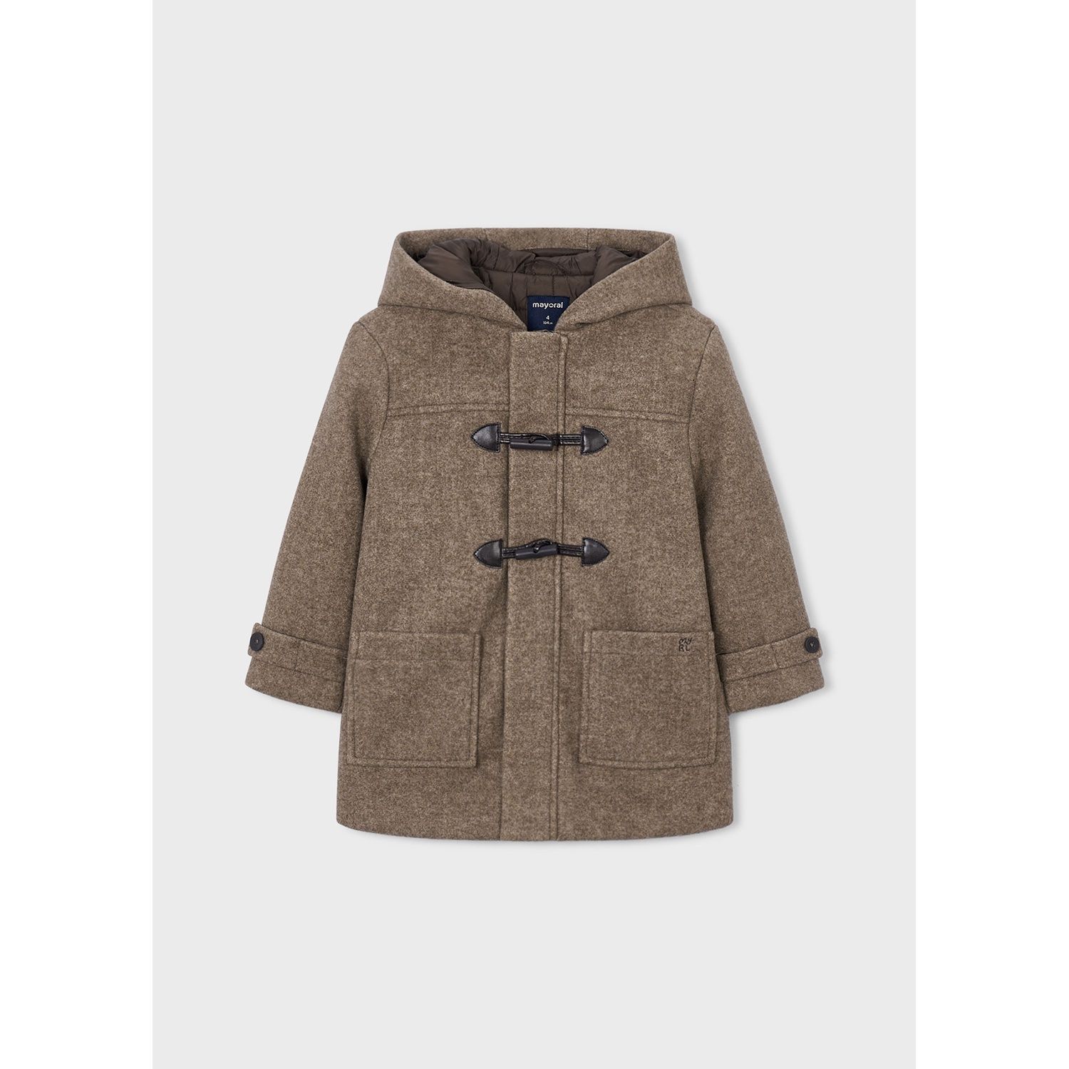 BROWN HOODED TRENCH COAT TOGGLE TRIM / 4472-016