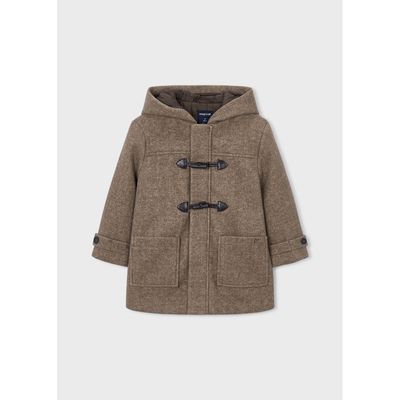 BROWN HOODED TRENCH COAT TOGGLE TRIM / 4472-016