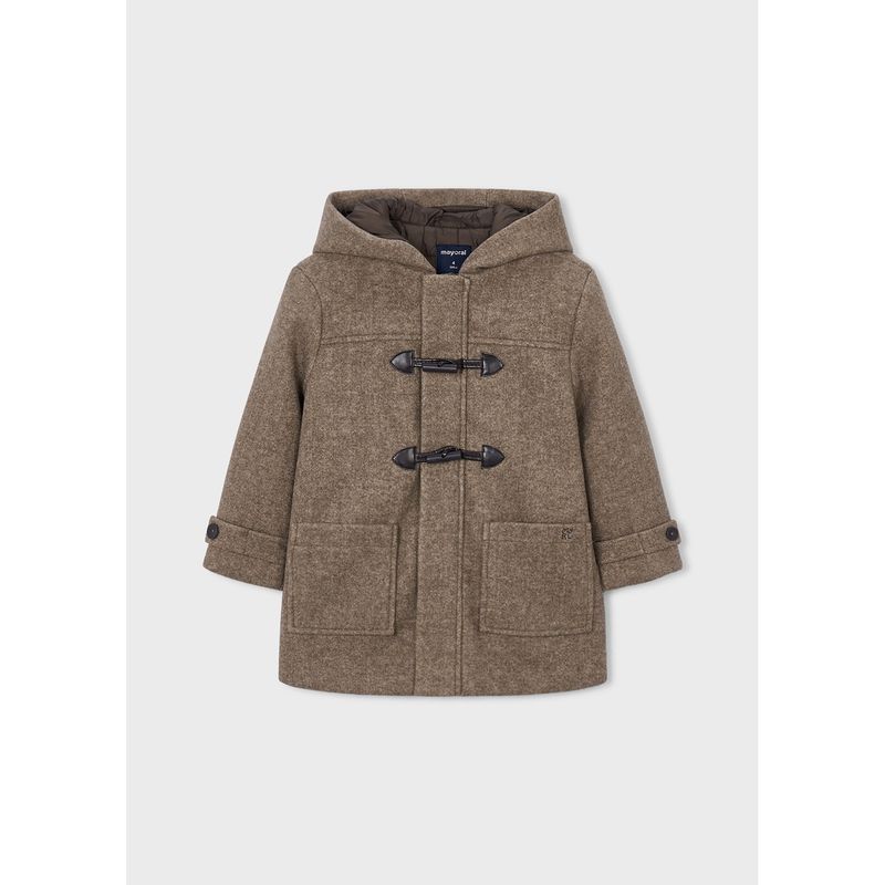 BROWN HOODED TRENCH COAT TOGGLE TRIM / 4472-016
