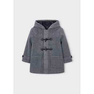 CHARCOAL TRENCH COAT HOODED BLACK TOGGLE PRINT / 4472-017