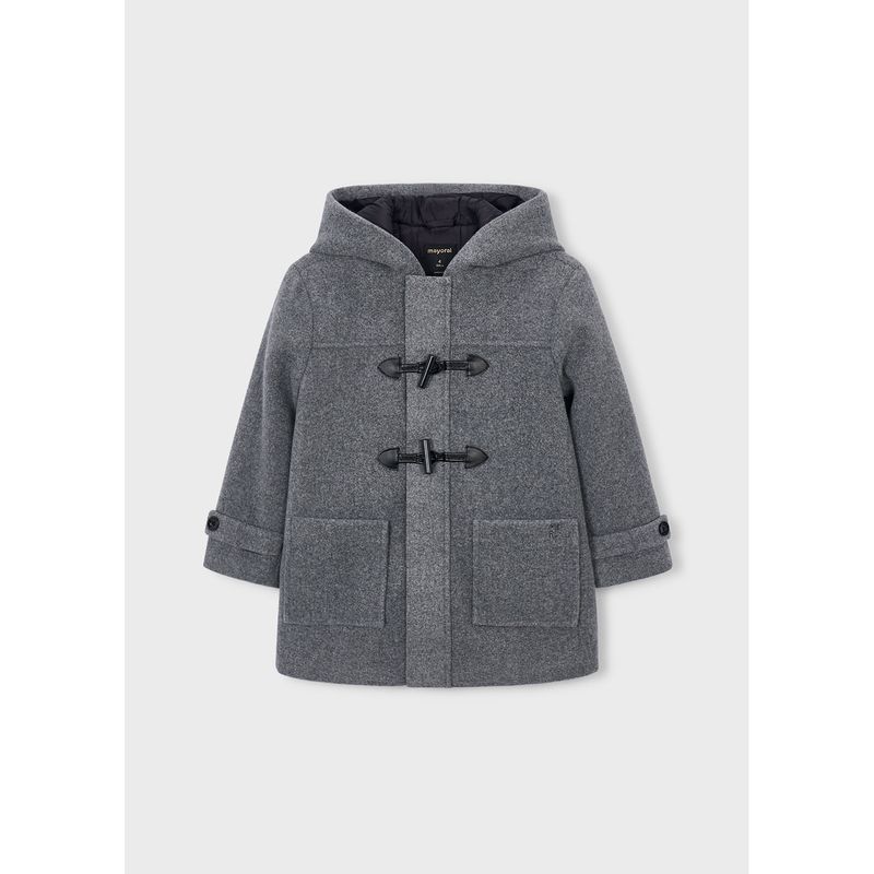 CHARCOAL TRENCH COAT HOODED BLACK TOGGLE PRINT / 4472-017