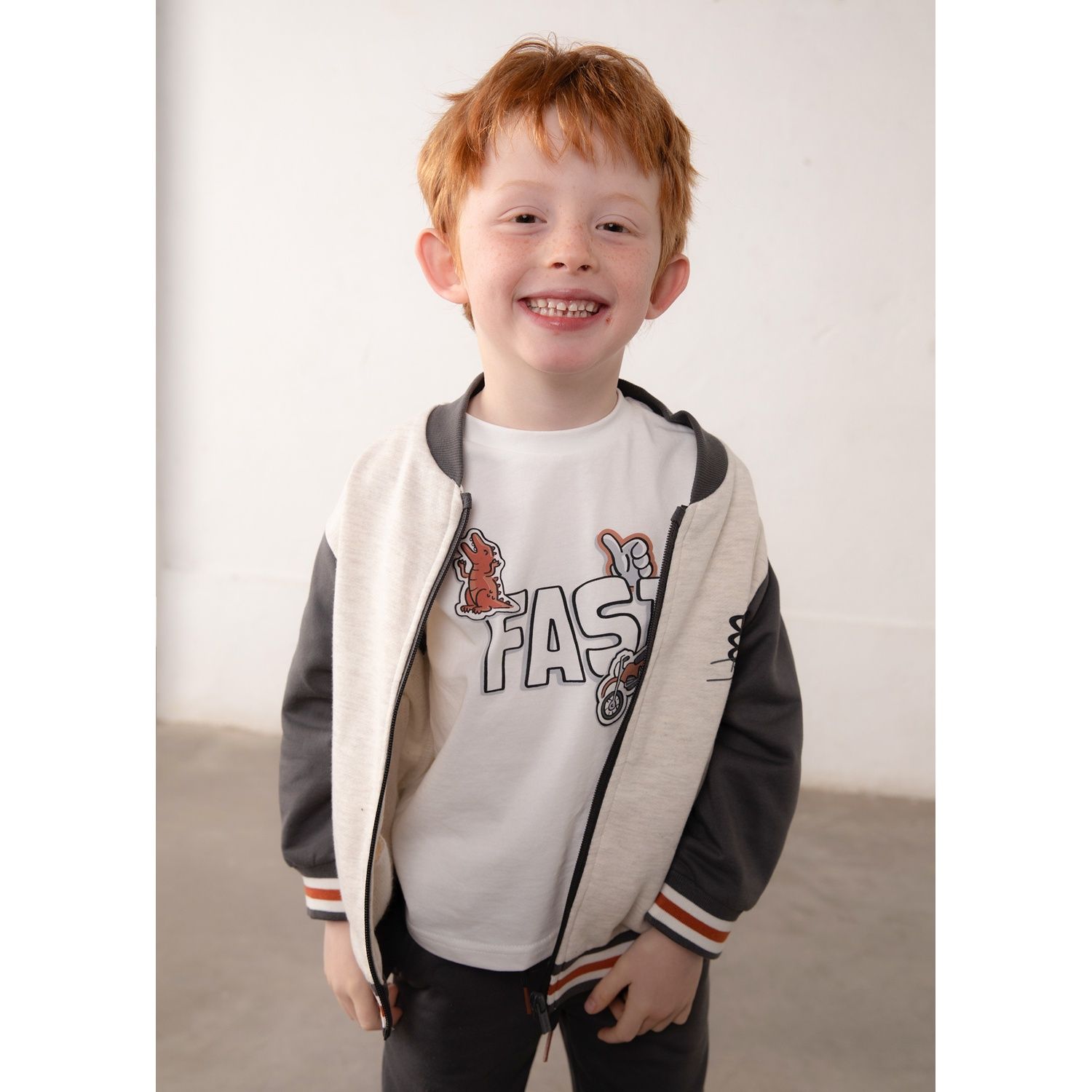 3PC BEIGE & CHARCOAL GREY TRACKSUIT / 4807-020, Size: 2