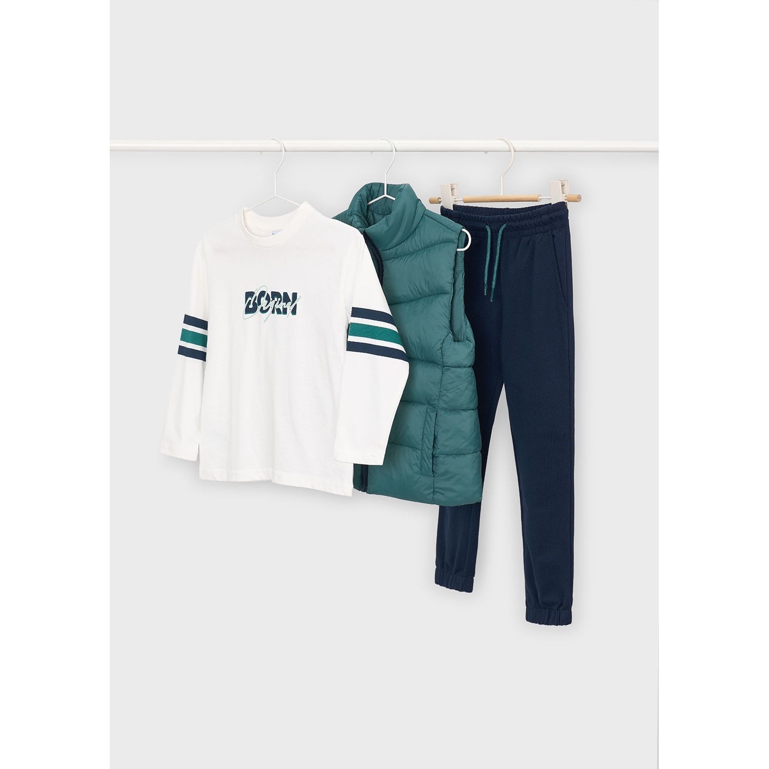 3PC GREEN&NAVY VEST/TSHIRT/PANT / 4609-077