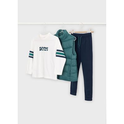 3PC GREEN&NAVY VEST/TSHIRT/PANT / 4609-077