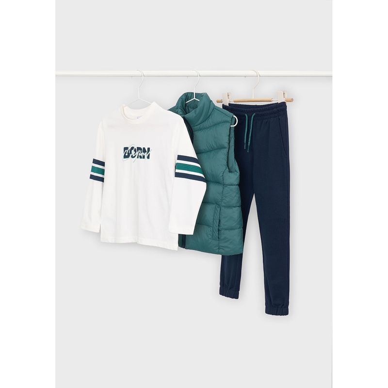 3PC GREEN&NAVY VEST/TSHIRT/PANT / 4609-077
