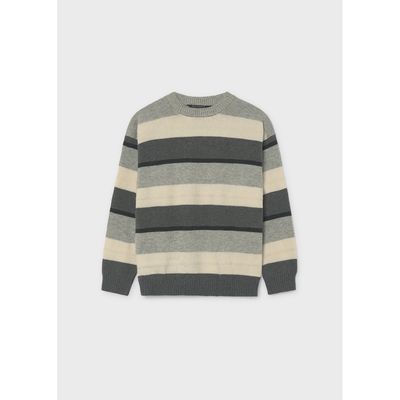 CHARCOAL BLOCK KNIT SWEATER / 7330-085