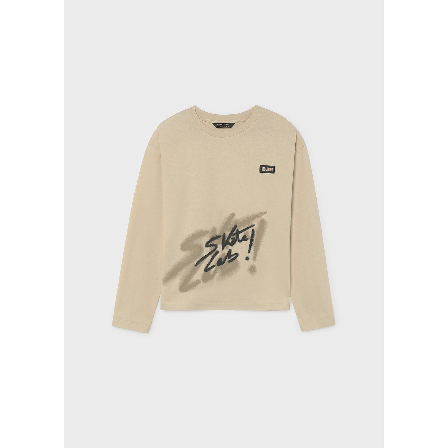 BEIGE TSHIRT LONG SLEEVE BLACK SKATE / 7044-037