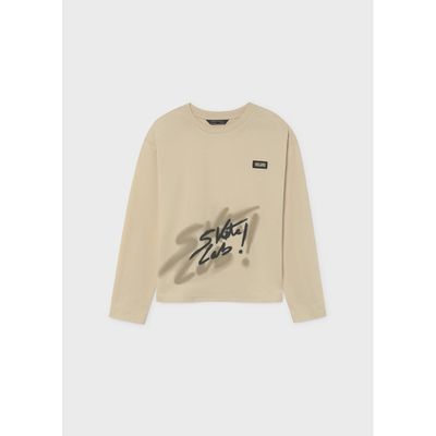 BEIGE TSHIRT LONG SLEEVE BLACK SKATE / 7044-037