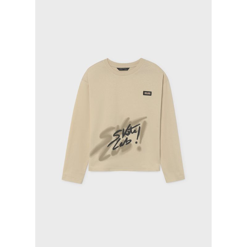 BEIGE TSHIRT LONG SLEEVE BLACK SKATE / 7044-037