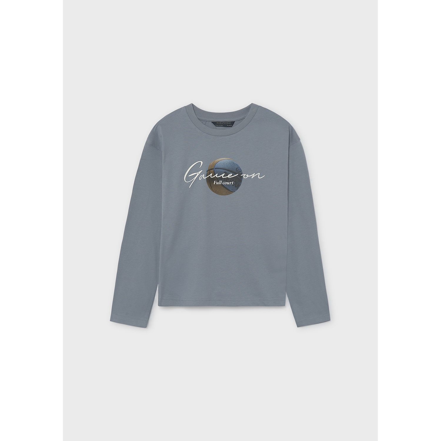 SKY BLUE TSHIRT LONG SLEEVE BASKETBALL PRINT / 7049-056