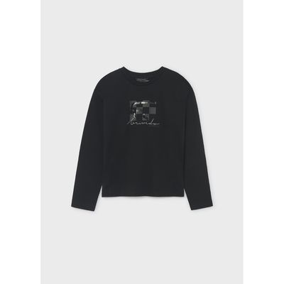 BLACK TSHIRT MINI PRINT LONG SLEEVE / 7048-050