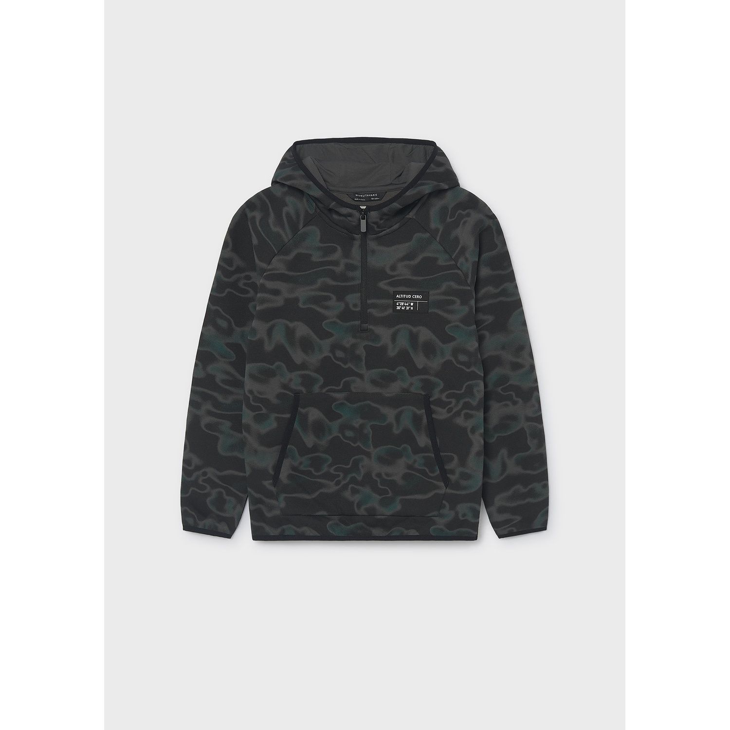 CHARCOAL GREY PRINTED SWEATTOP HOODED / 7407-026