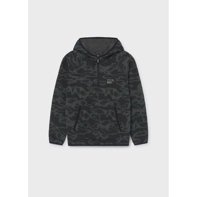 CHARCOAL GREY PRINTED SWEATTOP HOODED / 7407-026
