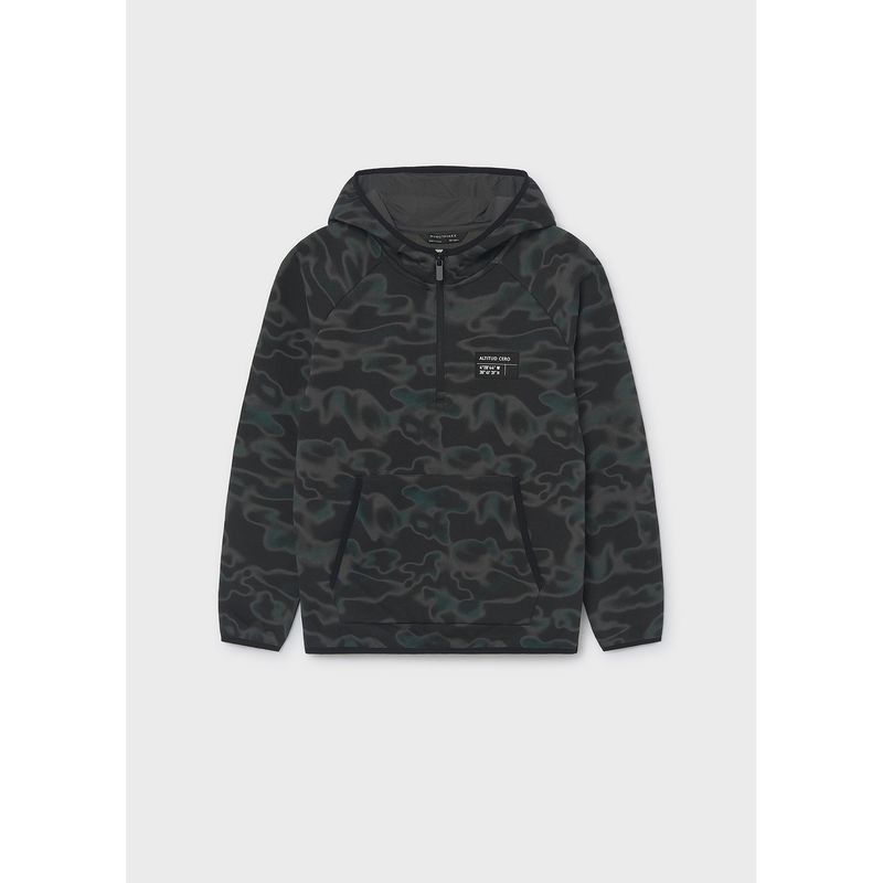 CHARCOAL GREY PRINTED SWEATTOP HOODED / 7407-026