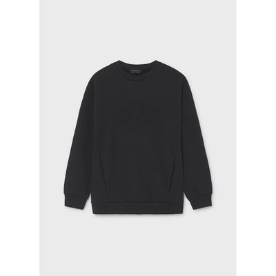 BLACK EMBOSSED PULLOVER SWEATER FLEECE / 7410-040