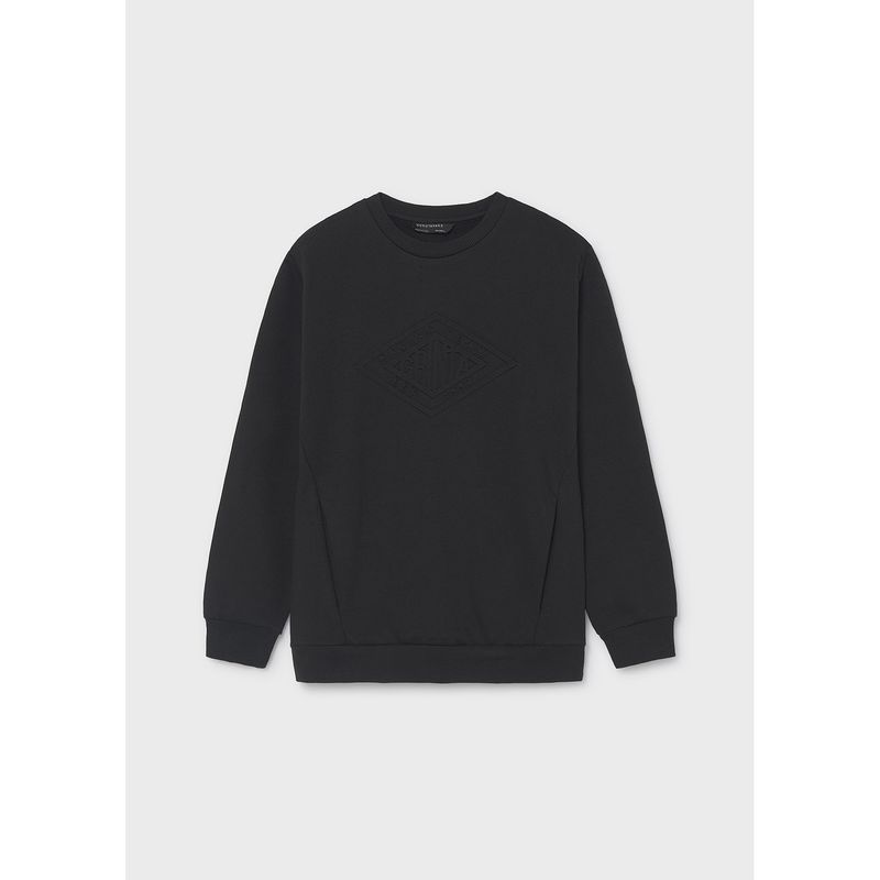 BLACK EMBOSSED PULLOVER SWEATER FLEECE / 7410-040