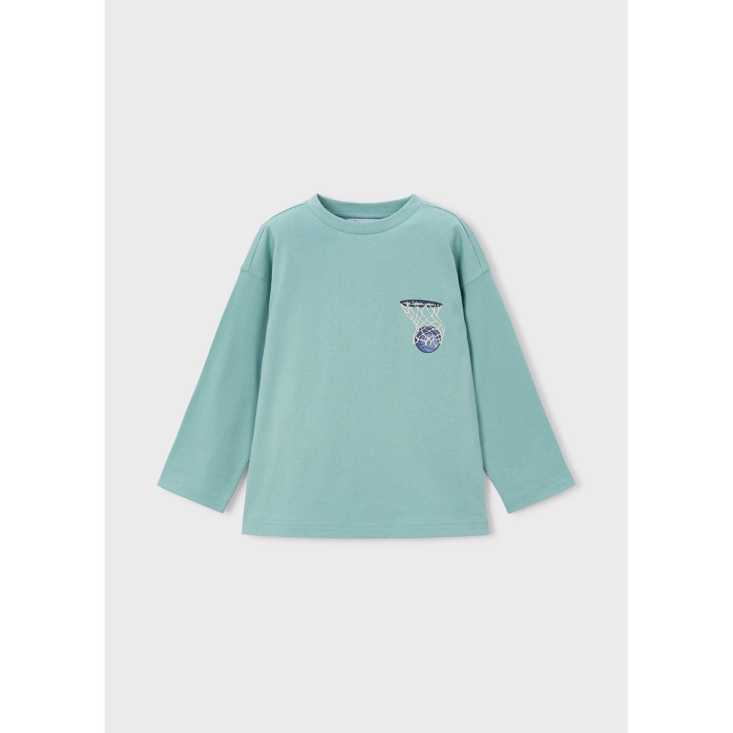 LIGHT GREEN TSHIRT LONG SLEEVE BASKETBALL BACK PRINT / 4006-085
