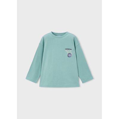 LIGHT GREEN TSHIRT LONG SLEEVE BASKETBALL BACK PRINT / 4006-085