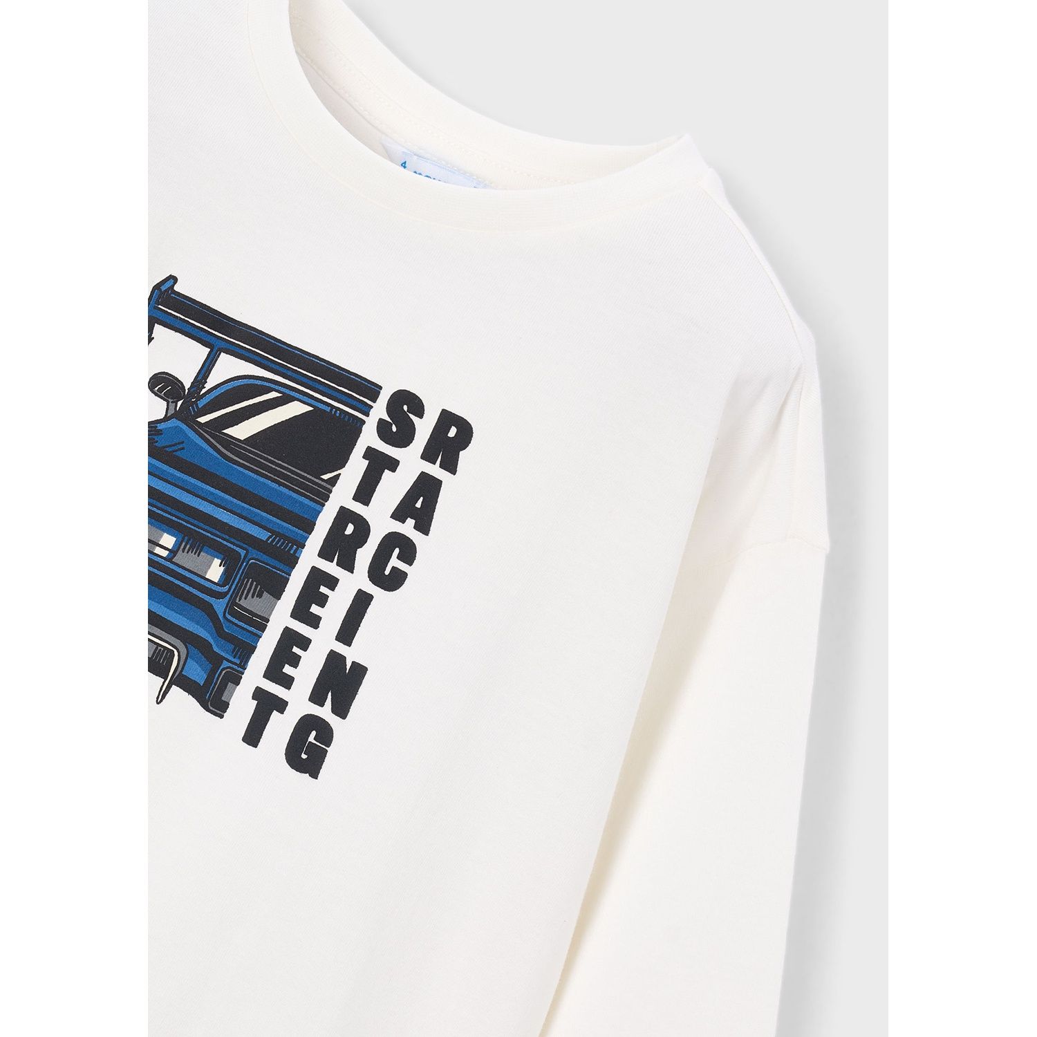 CREAM TSHIRT NAVY CAR RACING STREET LONG SLEEVE / 4019-053A