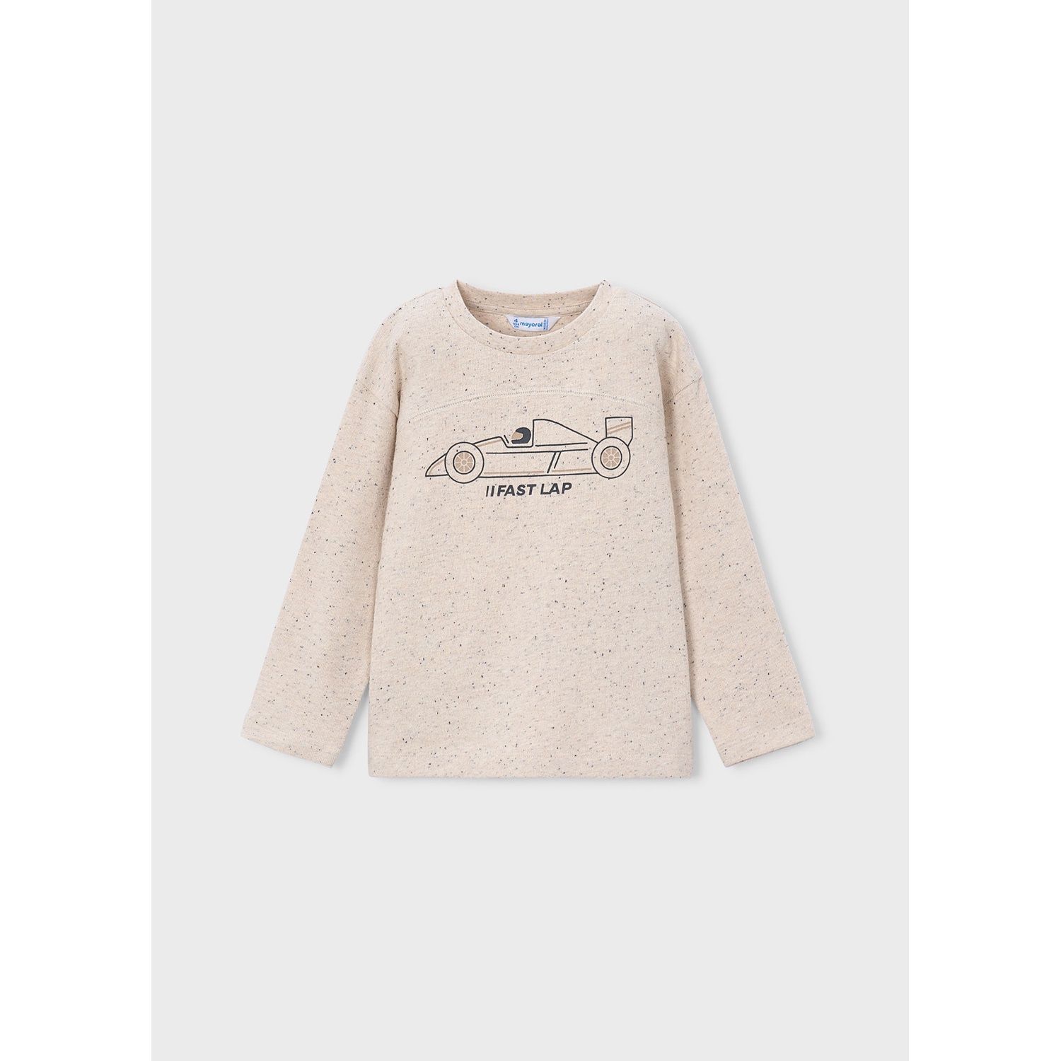 BEIGE KNIT SWEATER RACECAR PRINT LONG SLEEVE / 4018-048 BEIGE KNIT SWEATER RACECAR PRINT LONG SLEEVE / 4018-048