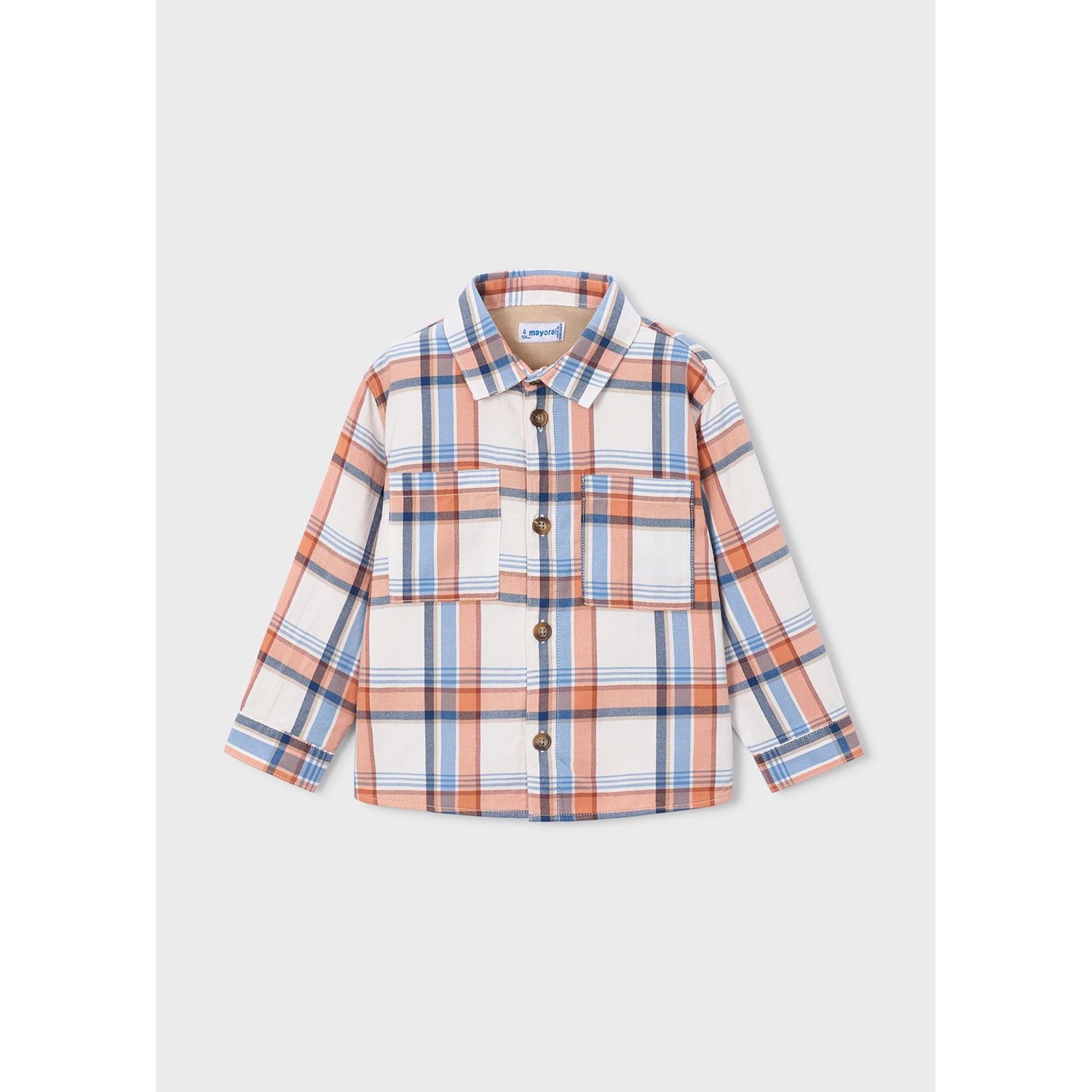 PINK BLUE CREAM PLAID OVERSHIRT WITH POCKET / 4142-090