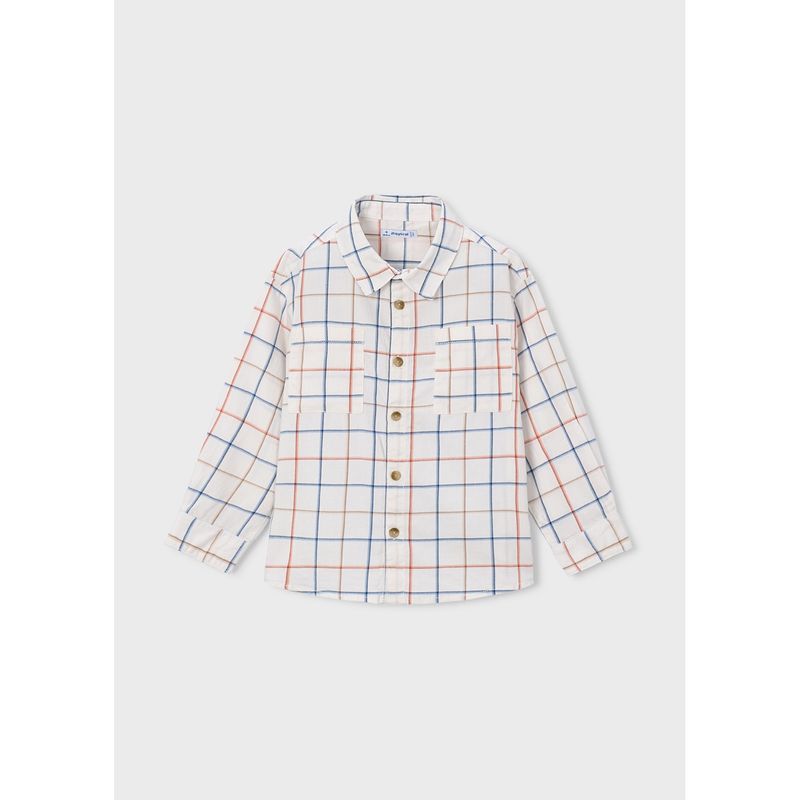 BEIGE CHECK SHIRT WITH POCKET / 4144-094