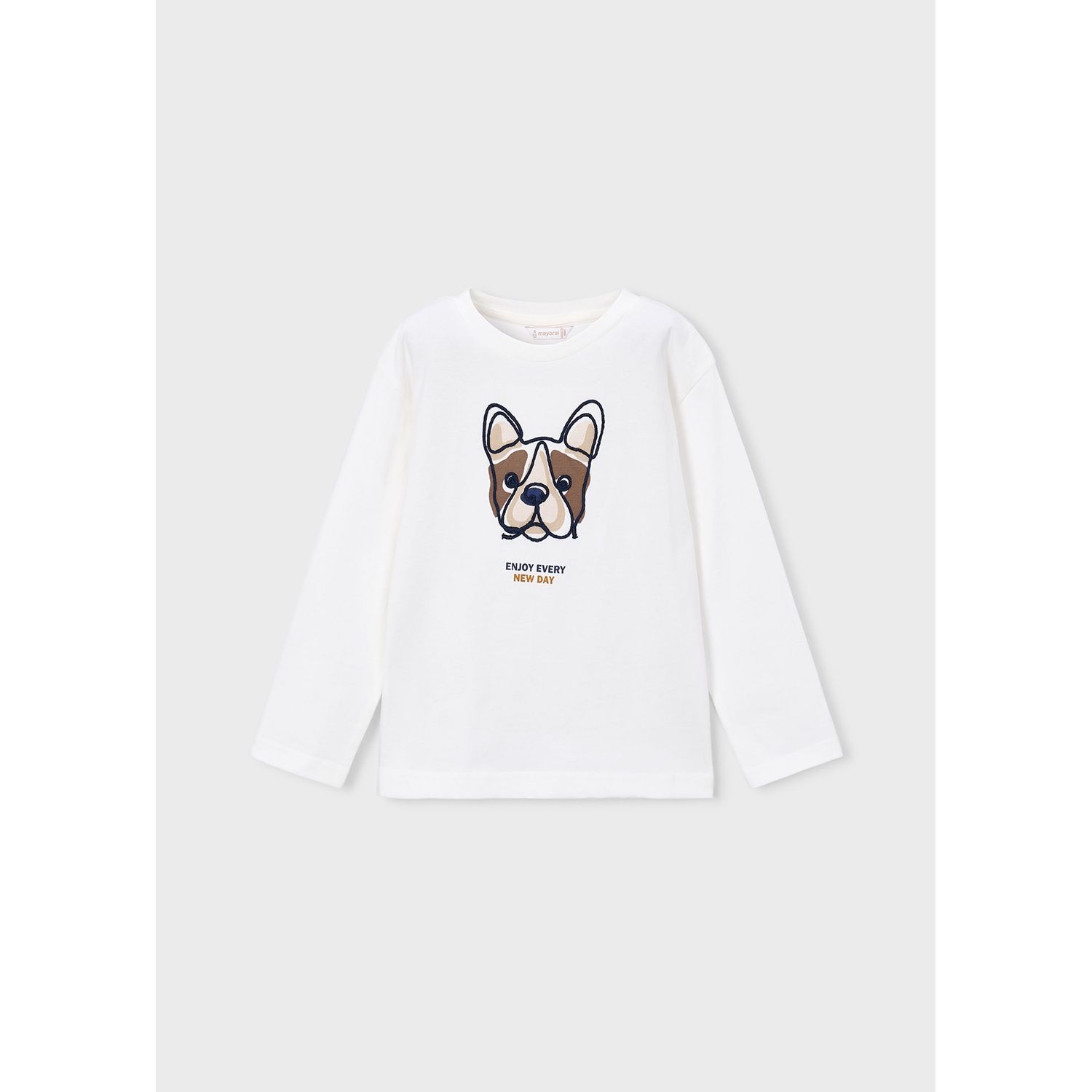 CREAM TSHIRT LONG SLEEVE PUPPYEMBROIDERY / 4022-068