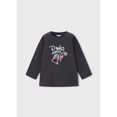 BLACKBOARD BLACK TSHIRT DINO PRINT LONG SLEEVE / 4010-016