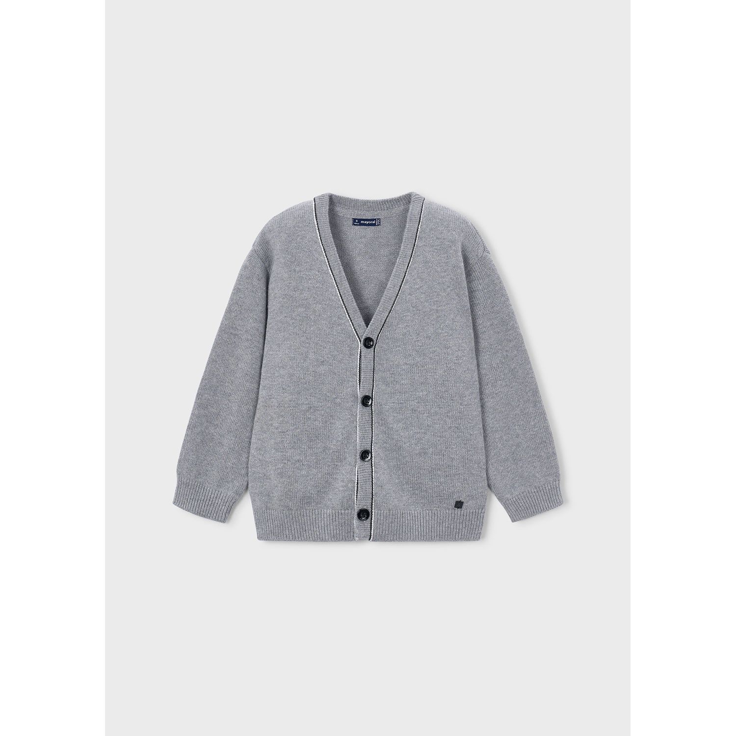 GREY KNIT CARDIGAN BLACK TRIM / 4302-042