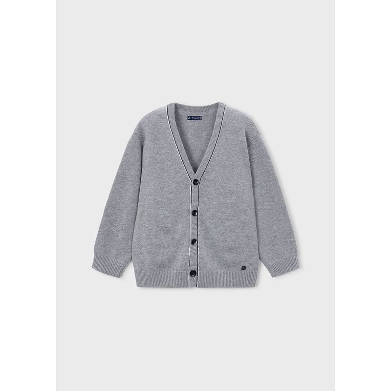 GREY KNIT CARDIGAN BLACK TRIM / 4302-042