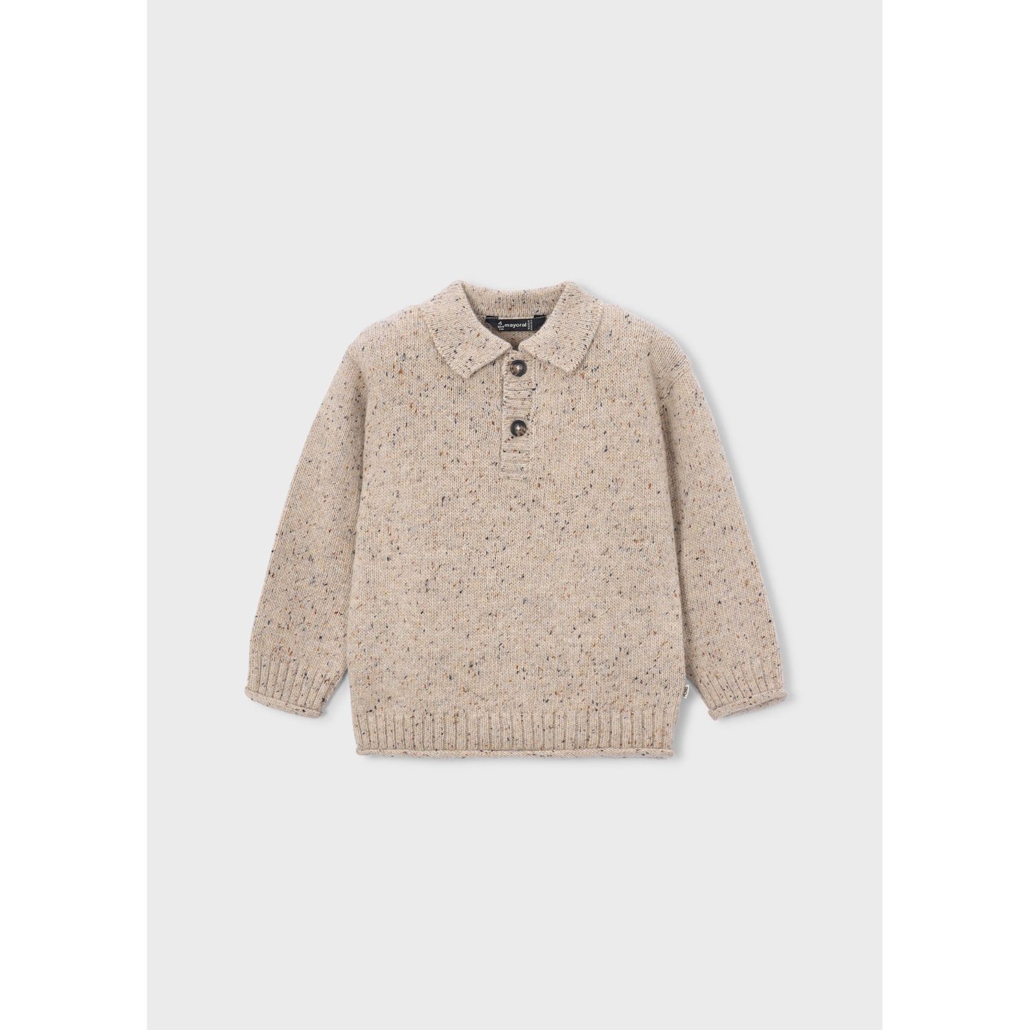 TAUPE SPECK POLO KNIT SWEATER / 4311-055