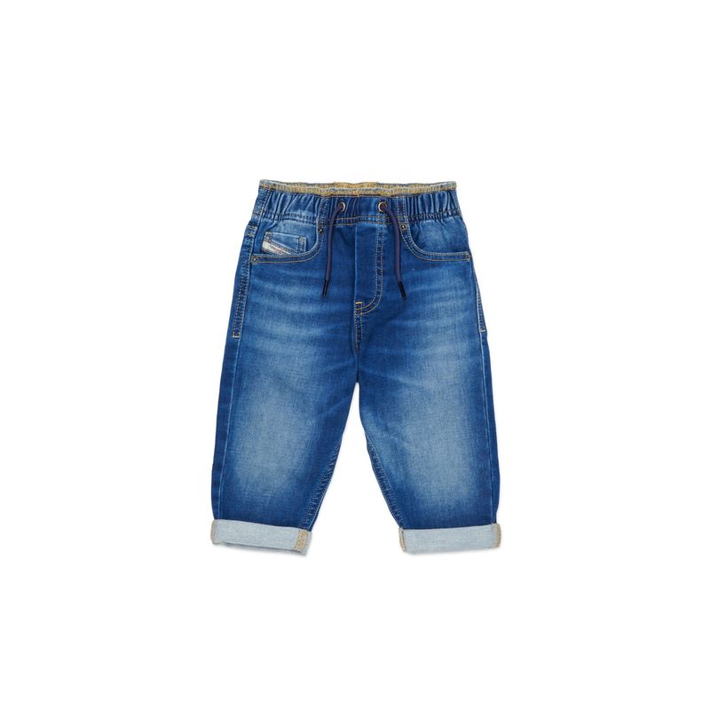 BLUE DENIM PANT RELAXED FIT ELASTIC WAIST / K00311-K01