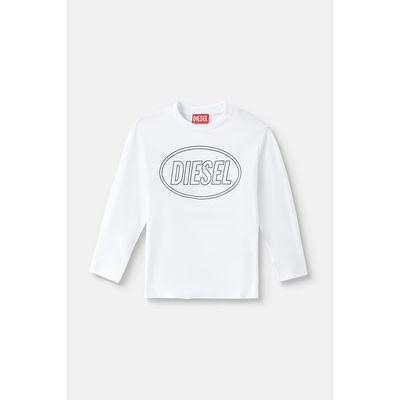 WHITE TSHIRT BLACK DSL LOGO PRINT LONG SLEEVE / J03037-K100