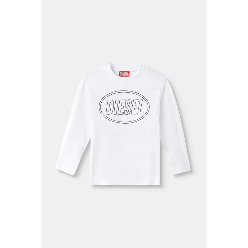 WHITE TSHIRT BLACK DSL LOGO PRINT LONG SLEEVE / J03037-K100