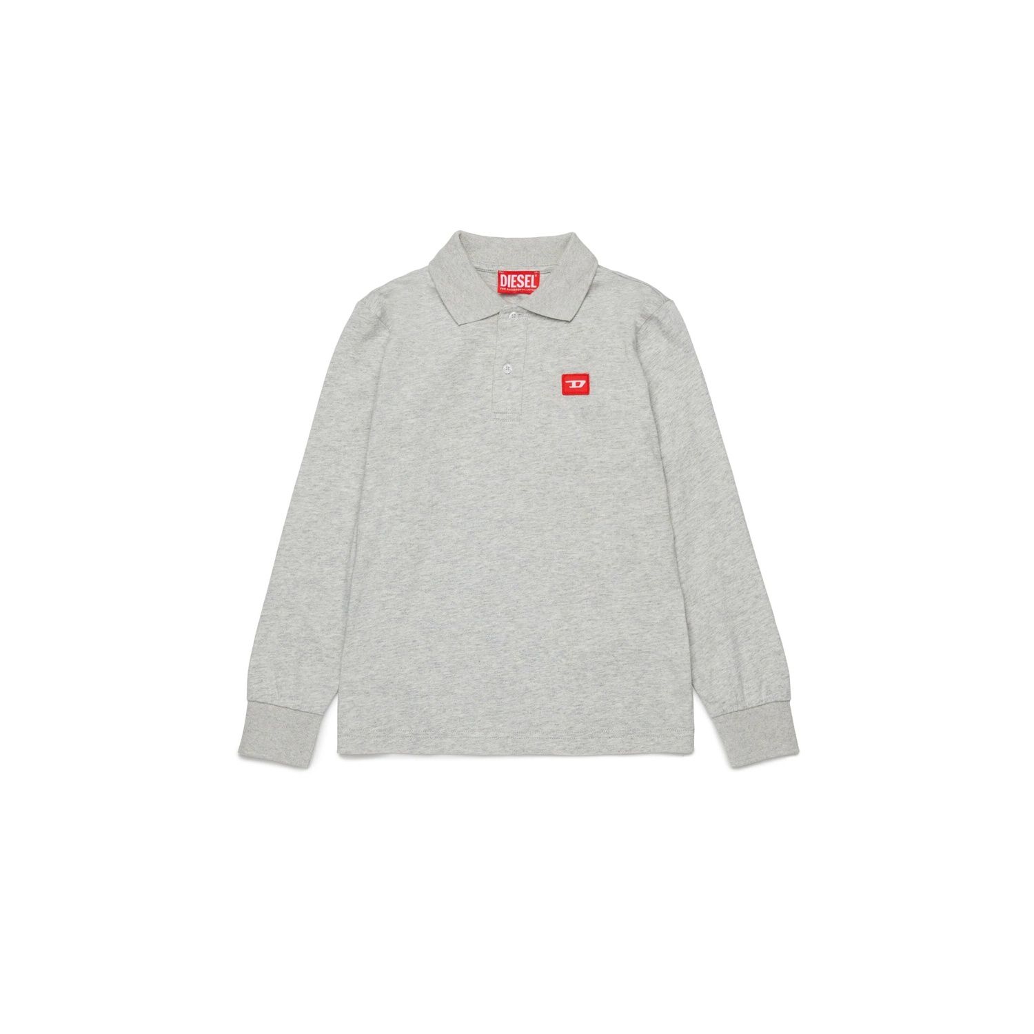 GREY POLO TOP RED D PATCH LONG SLEEVE / J02467-K963