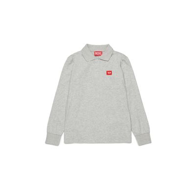 GREY POLO TOP RED D PATCH LONG SLEEVE / J02467-K963