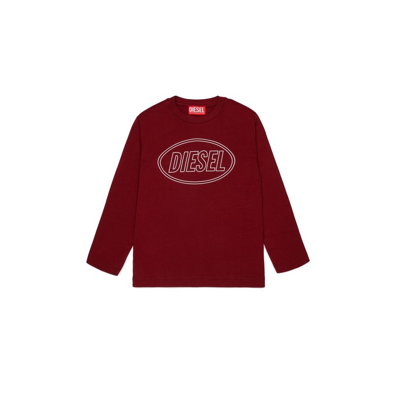 DARK RED TSHIRT WHITE DSL LOGO LONG SLEEVE / J03037-K440