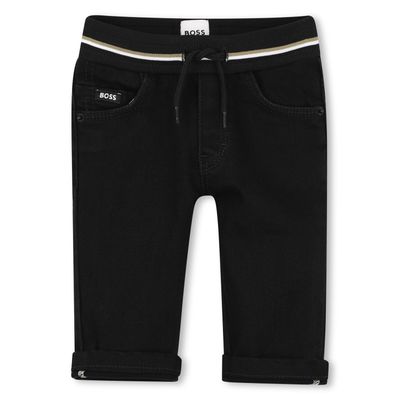 BLACK DENIM PANT ELASTIC WAIST / J53475-09B
