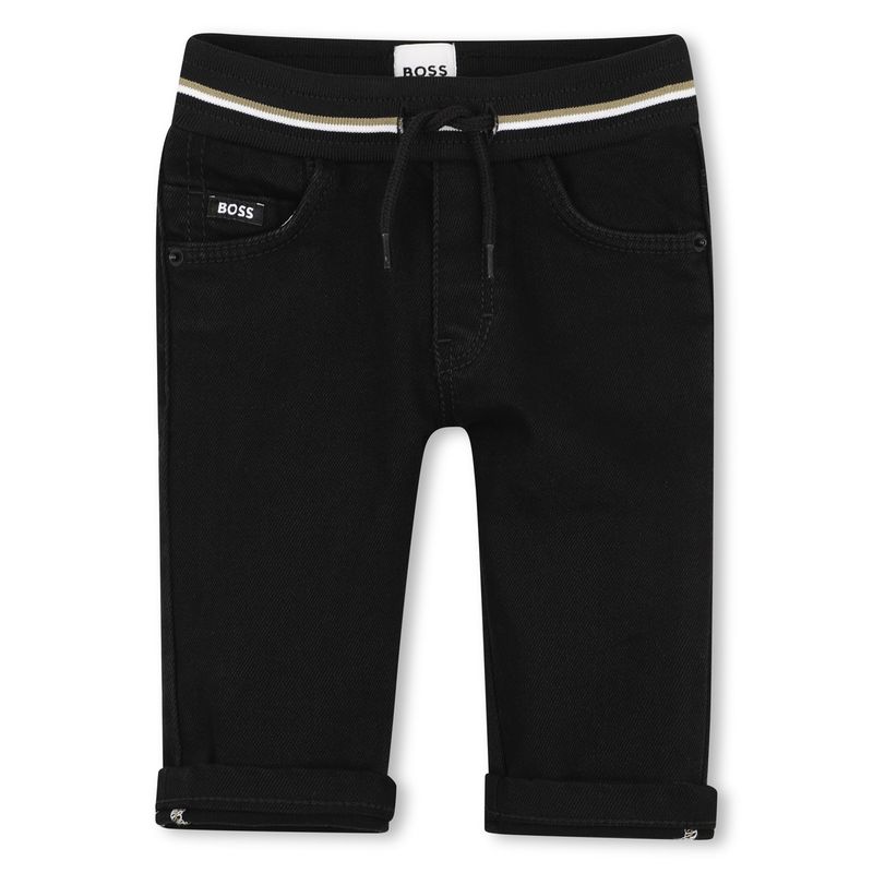 BLACK DENIM PANT ELASTIC WAIST / J53475-09B
