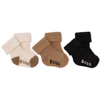 3PACK CREAM & BROWN & BLACK SOCK / J53568-269
