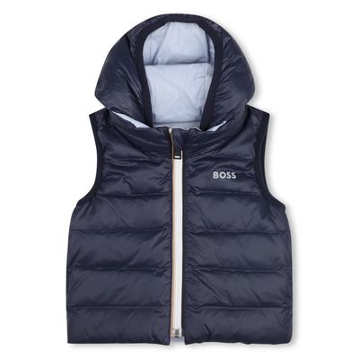 PALE BLUE & NAVY DOWN JACKET HOODED REVERSIBLE / J53506-796