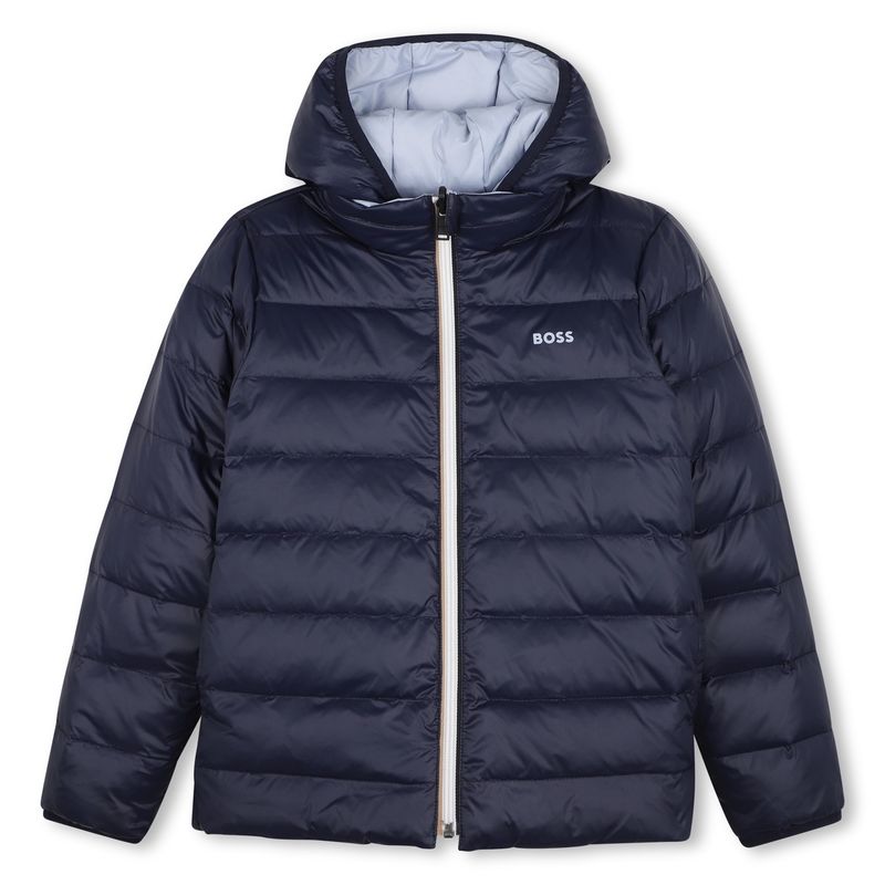 LIGHT BLUE & NAVY REVERSIBLE DOWN JACKET HOODED DOWN / J53439-796