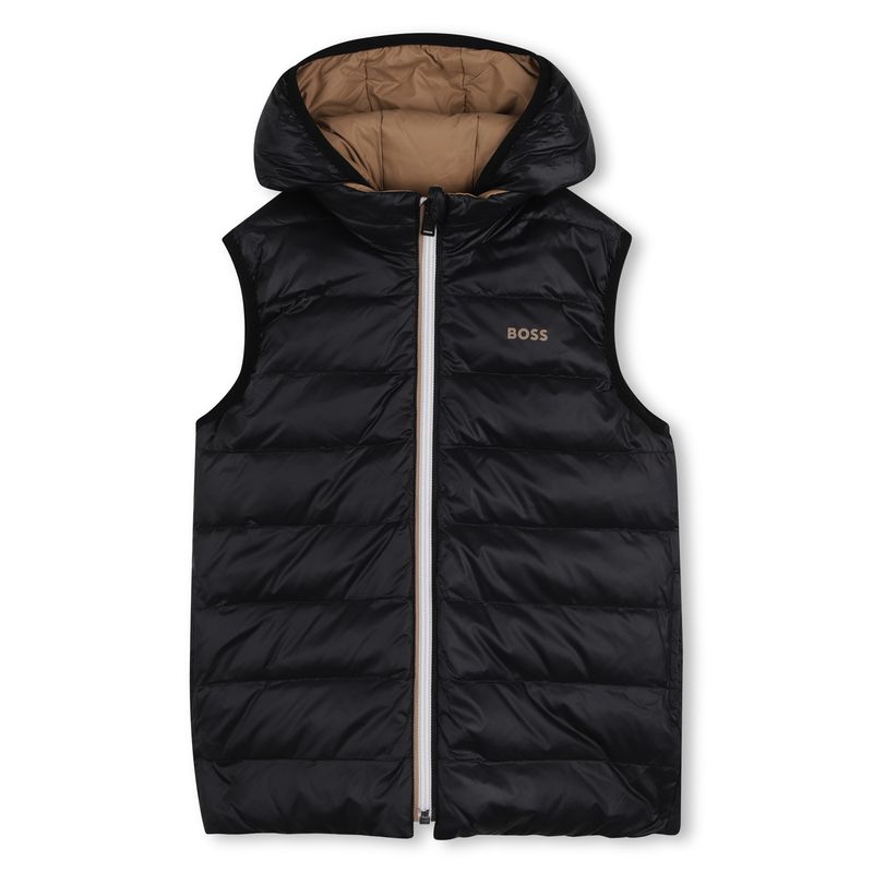 BROWN & BLACK DOWN VEST HOODED REVERSIBLE / J53436-269