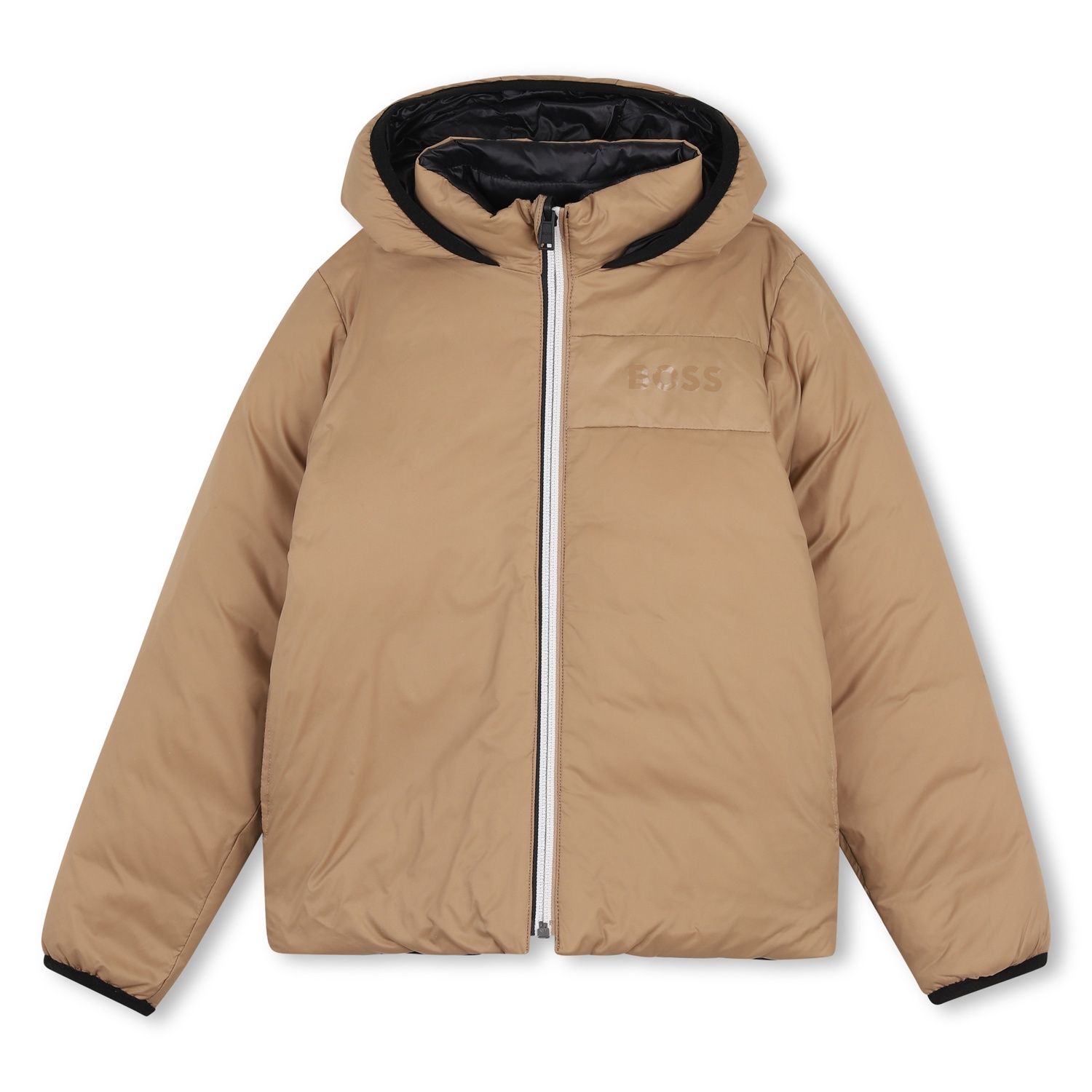 BROWN & BLACK DOWN JACKET HOODED REVERSIBLE / J53439-269